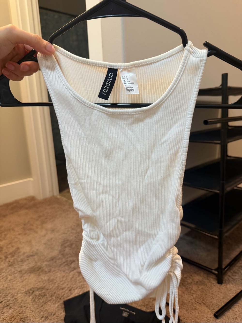Divided White Ribbed Side-Tie Tank Top